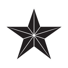 Classic black five-pointed star icon or symbol with internal lines