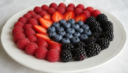Vibrant Assortment of Fresh Berries Including Strawberries, Raspberries, Blueberries, and Blackberries