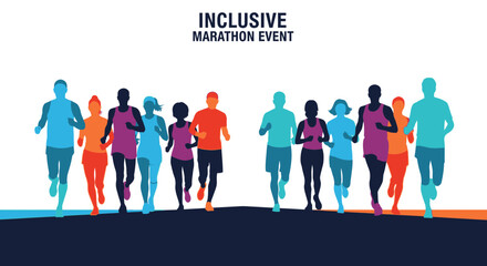 Diverse Marathon Runners Celebrating Inclusivity And Promoting Athletic Excellence Globally