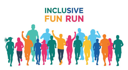 Diverse Participants Celebrating Active Living At An Inclusive Fun Run Event