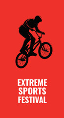 Naklejka premium Dramatic Silhouette of BMX Rider in Action for an Extreme Sports Festival Promotion Design