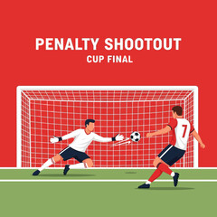 Fototapeta premium Dramatic Soccer Penalty Kick Moment During Championship Match Illustration with Red Background
