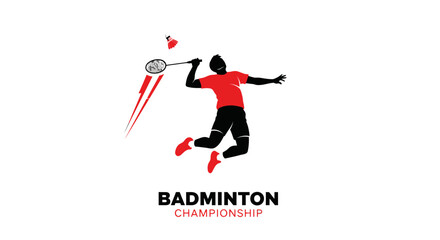 Obraz premium Dynamic Badminton Player Silhouetted in Action During a Championship Game Event