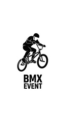 Naklejka premium Dynamic BMX Event Silhouette: Action-Packed Graphic Design For Extreme Sport Enthusiasts