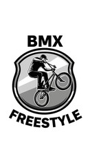 Naklejka premium Dynamic BMX Freestyle Action: A Bold Graphic Depicting an Extreme Sports Rider Performing a Stunt