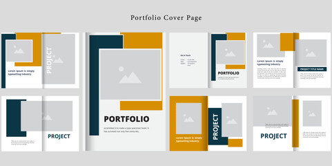 Portfolio Cover Page Templates Set With Architectural Layouts Color Blocks And Image Placeholders