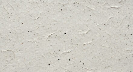 Close-up of handmade paper, textured with flecks and fine lines, neutral tones