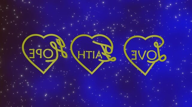 christian faith hope love letter on blue star background. HD footage. 