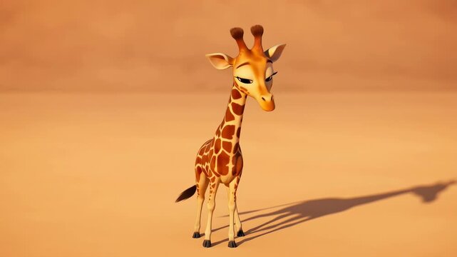 Animated giraffe character standing still against a neutral background for animation,cartoon and childrens educational videos,or related projects