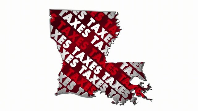 Louisiana Taxes State Map LA Income Property Rate High Pay Less File Return Refund 3d Animation