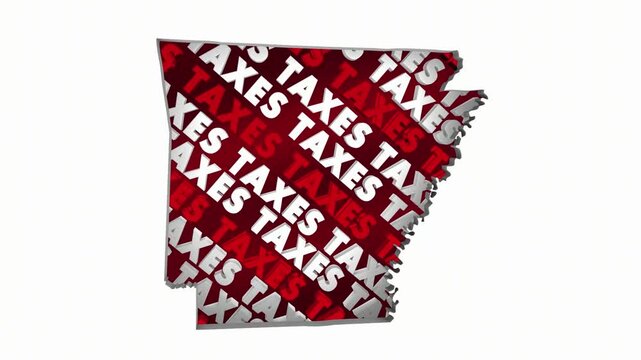 Arkansas Taxes State Map AR Income Property Rate High Pay Less File Return Refund 3d Animation