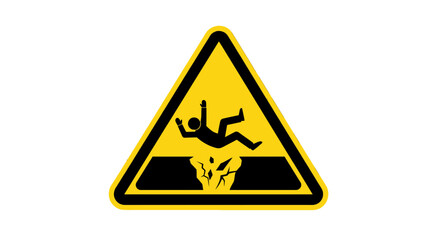 Warning sign for falling into a pit or hole.