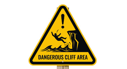 Obraz premium Warning sign for hazardous cliff area with falling person illustration.