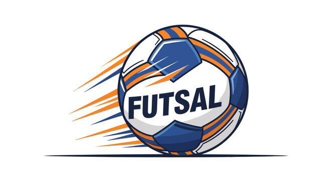Dynamic Futsal Ball Emblem Demonstrating Speed And Action On A Clean White Background