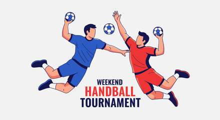 Obraz premium Dynamic Handball Players Competing In Tournament, Sport, and Active Lifestyle Scene