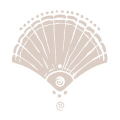 Hand drawn seashell vector illustration. Scallop seashell art