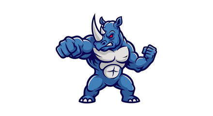 A muscular, anthropomorphic rhino in a fighting stance with clenched fists © STwul