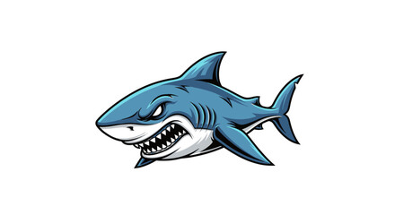 Obraz premium Fierce, stylized shark illustration with menacing expression. Shows teeth, dorsal fin, and tail