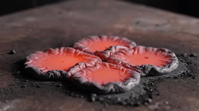 Molten metal pouring and cooling in industrial setting
