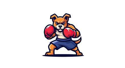 Fototapeta premium A canine boxer in a stylized illustration, wearing boxing gloves and shorts, ready to fight