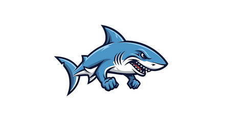 Obraz premium A stylized, cartoon shark in a menacing pose, showcasing sharp teeth and fins