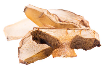 Dried porcini mushrooms isolated on white background. Clipping path.