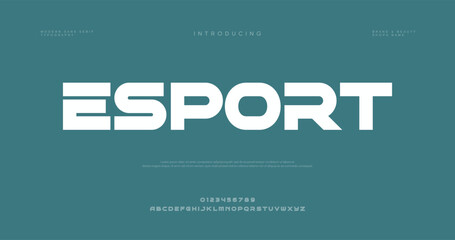 Esport logo on teal background with white text © Font