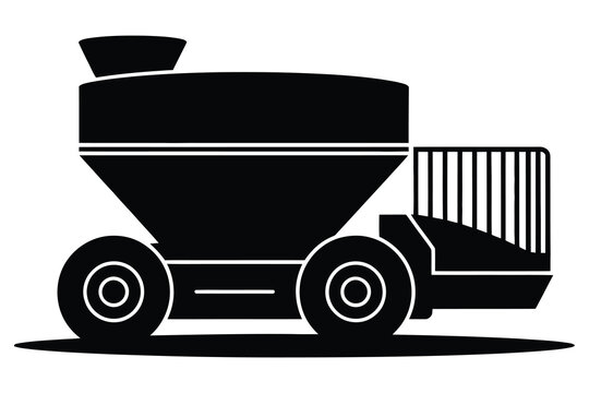 Self-Propelled Feed Mixer Wagon Icon - Agricultural Machinery Vector Silhouette for Livestock Farming and Animal Husbandry Equipment