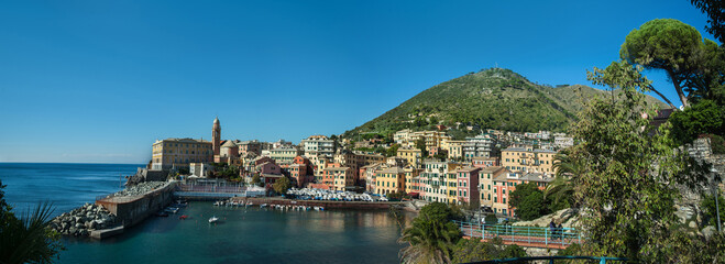 Fototapeta premium Panoramic view of a charming town of Nervi (Genoa district) in Italy.