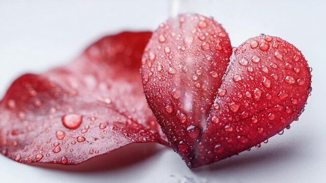 A single red leaf with water droplets on its surface, perfect for nature and autumn-themed s