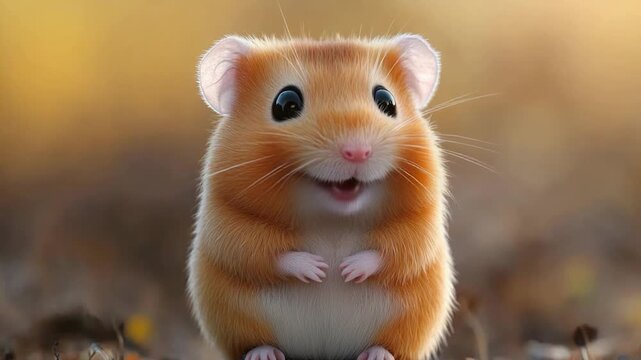 A small hamster standing on its hind legs, showing off its tiny paws