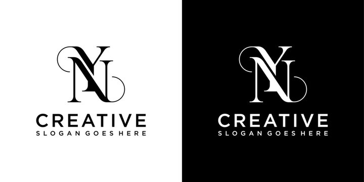  NY or YN initial letter logo design vector