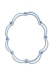 Fototapeta premium Hand drawn oval whimsical blue PNG frame border