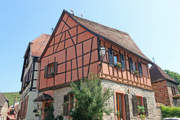 Obraz premium Street in Ribeauville, Alsace, France 