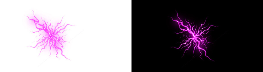 PNG image of&nbsp;Vivid magenta electrical discharge abstract energy burst graphic effect design illustration on transparent background