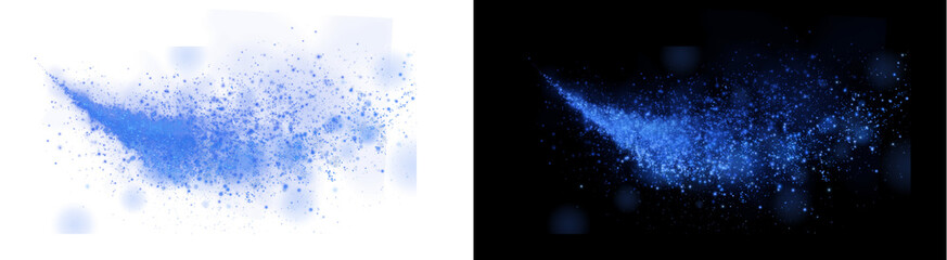 PNG image of blue magic glitter wave on Black and transparent background. Glowing stardust trail, shiny sparkles, and abstract light particle spray. © MariaAlam