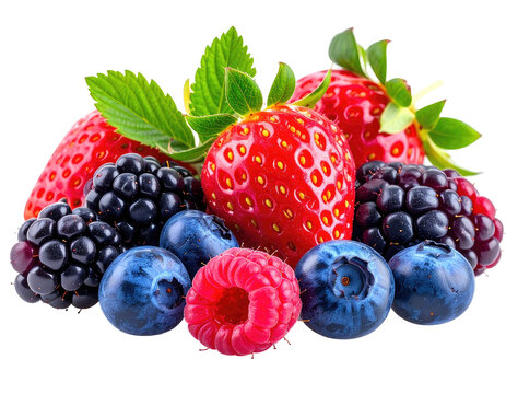 Vibrant fresh berries, plump and juicy, artfully arranged