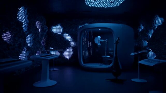 Futuristic Nightclub with LED Lights and DJs.