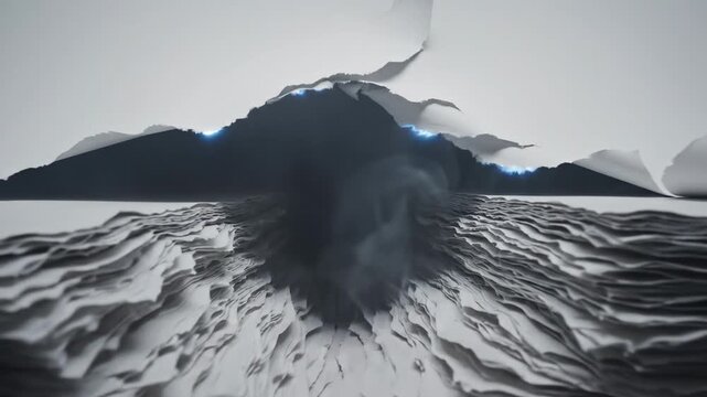 Video showcasing oversized torn paper backdrop with dramatic central rip exposing layered interior texture, bold creative concept for storytelling, announcement reveals and promotional campaigns.