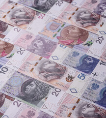 Fototapeta premium Polish zloty paper money, banknotes for exchange and financial transactions. The Polish zloty