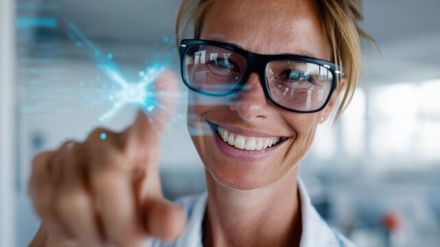 woman working with virtual computer, futuristic background