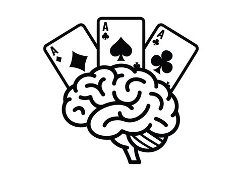 Brain with playing cards suggests mental.