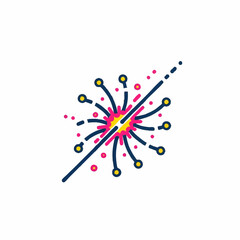 Sparkler exploding with colorful sparks and light effects.