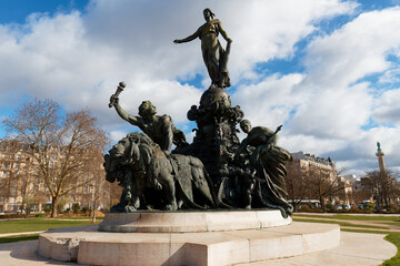 Obraz premium The Triumph of the Republic in the center of the place de la Nation square at sunny day , Paris, France. It was inaugurated in 1899.
