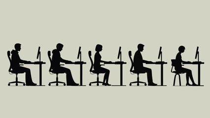 Business Conference Seminar Seated Audience Silhouette Vector Professional Workshop Training Group Illustration Corporate Meeting Attendees EPS
