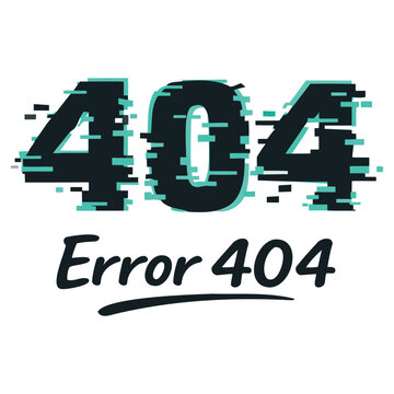 Digital glitch style error four zero four text design with pixelated effect and handwritten script isolated