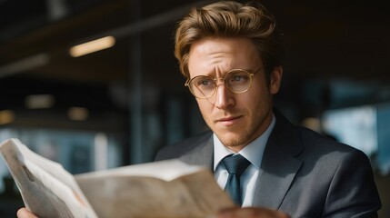 Fototapeta premium Accountant discovering massive financial fraud using x ray vision to see through corporate deception in a modern office, perfect for financial justice hero concept, investigative superpower,