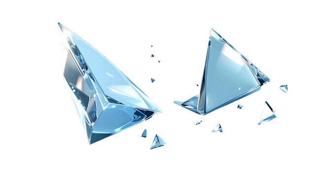 Shattered blue-toned geometric crystalline structures scattered on a black background