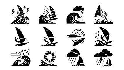 Dynamic weather icons: windsurfing and sailing adventures in various conditions
