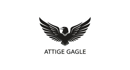 Fototapeta premium A black and white eagle logo with spread wings and text below on a white background